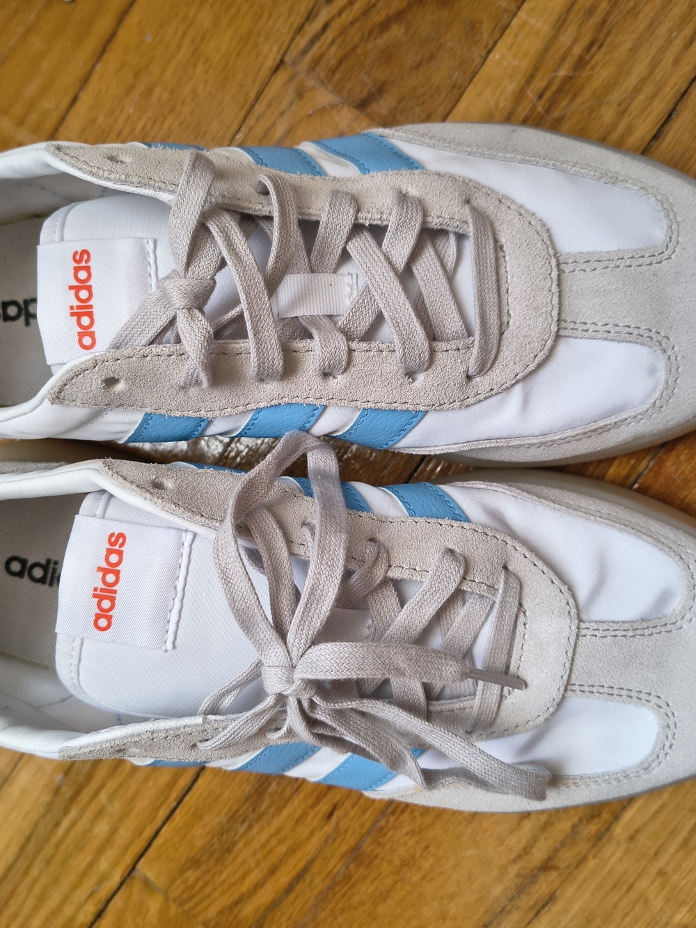 adidas Men’s Or Women's White & Light Blue Classic Retro Sneakers
